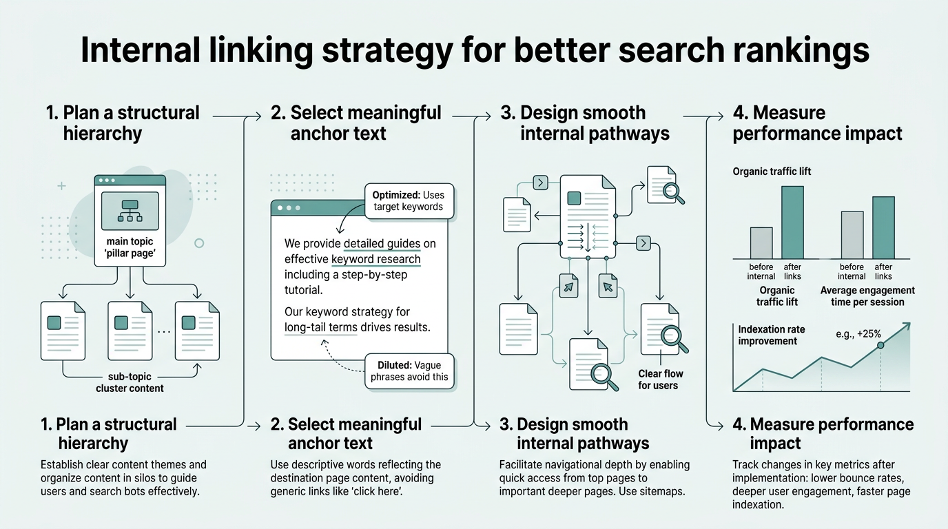 Internal Linking Strategy for Better Search Rankings infographic