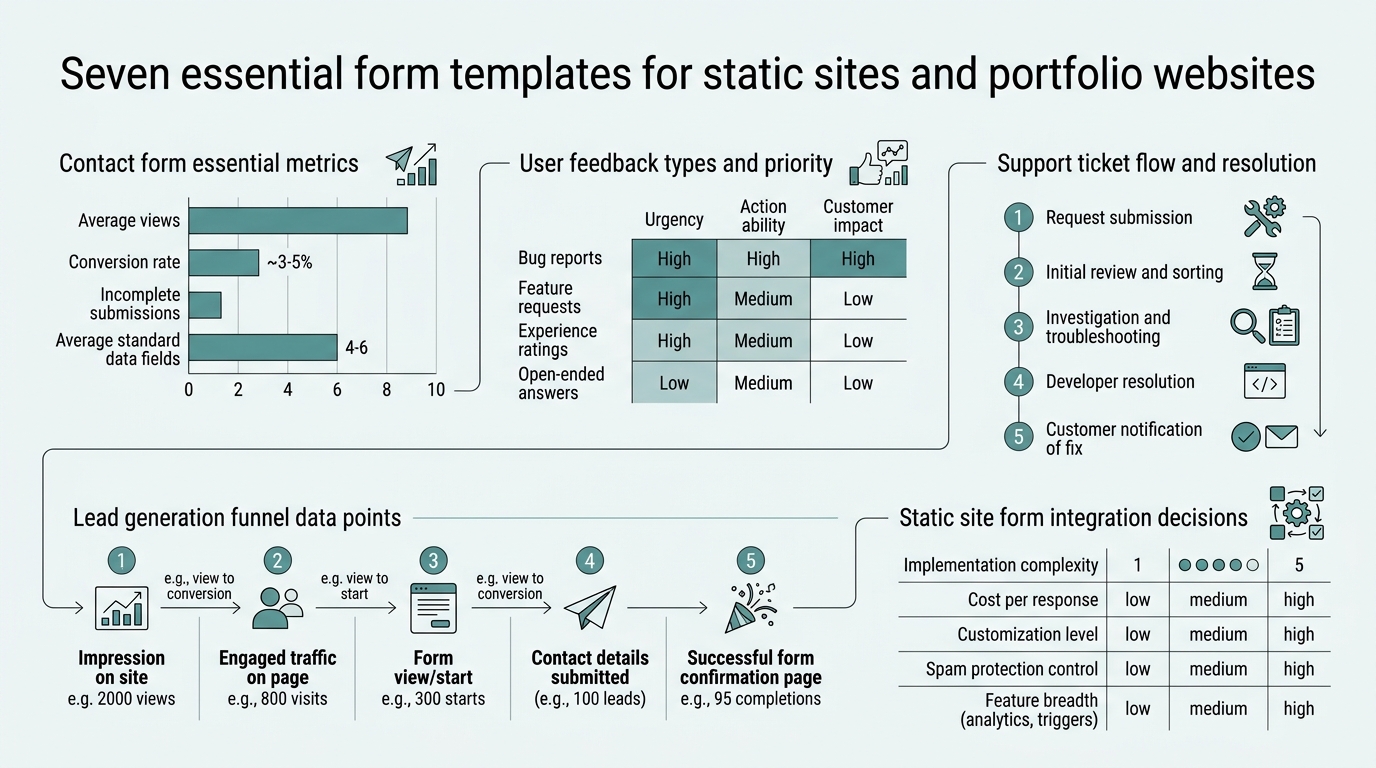 7 Essential Form Templates for Static Sites and Portfolio infographic