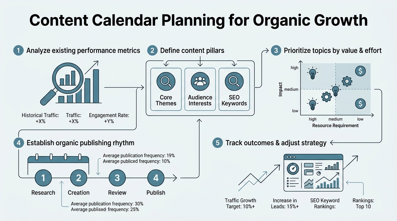 Content Calendar Planning for Organic Growth infographic