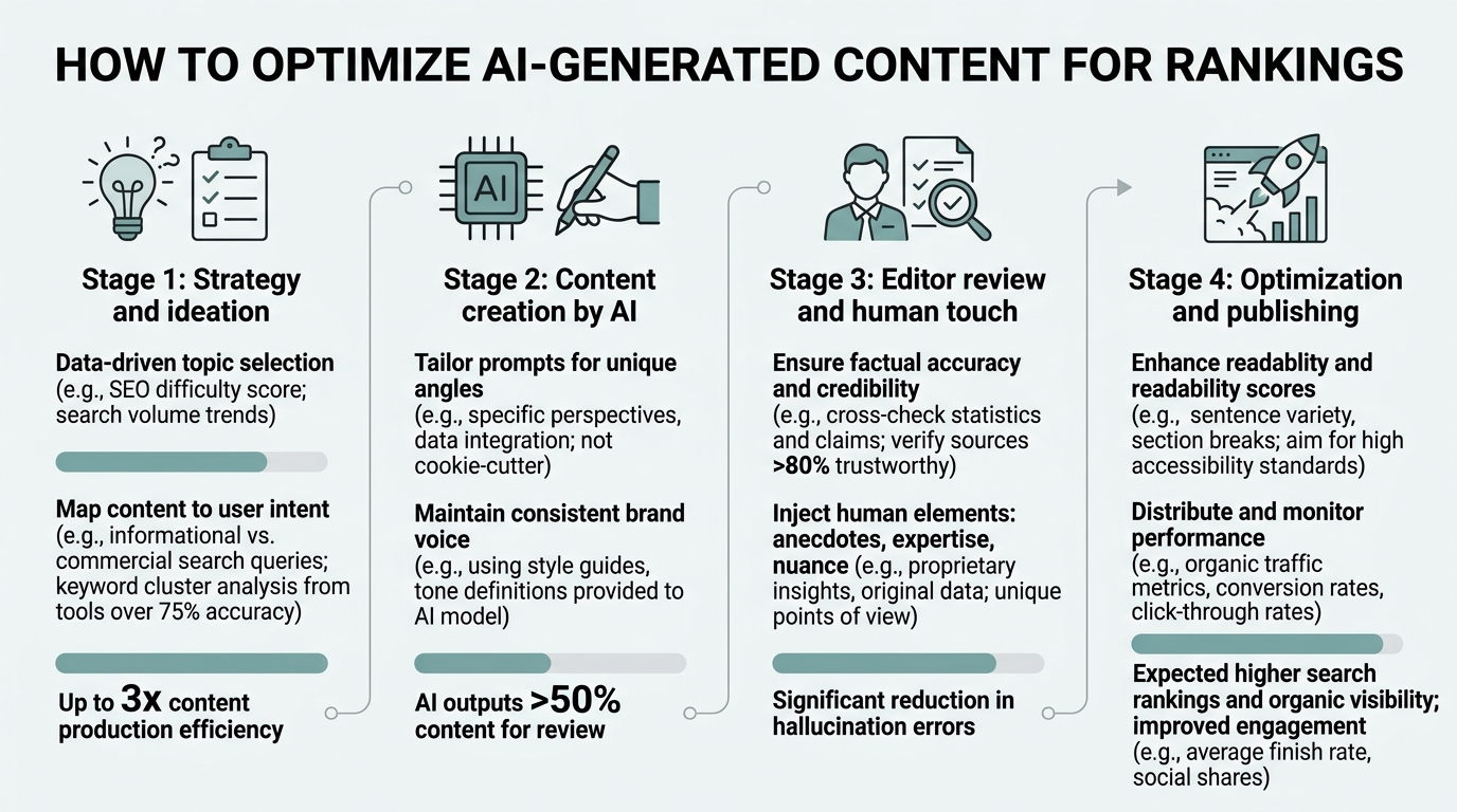 How to Optimize AI-Generated Content for Rankings infographic