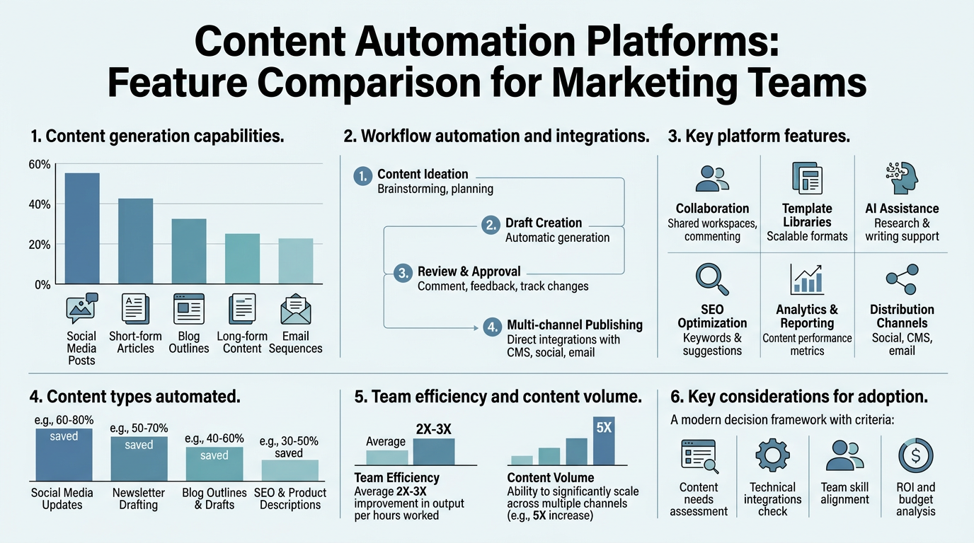 Content Automation Platforms: Feature Comparison for Marketing Teams infographic