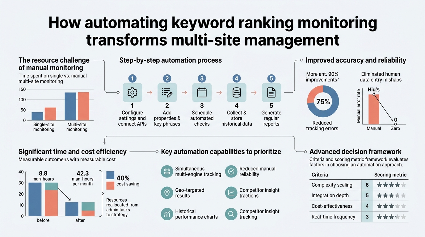 Automating Keyword Ranking Monitoring Across Multiple Sites infographic