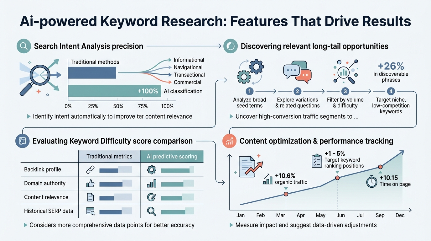 AI-Powered Keyword Research: Features That Drive Results infographic