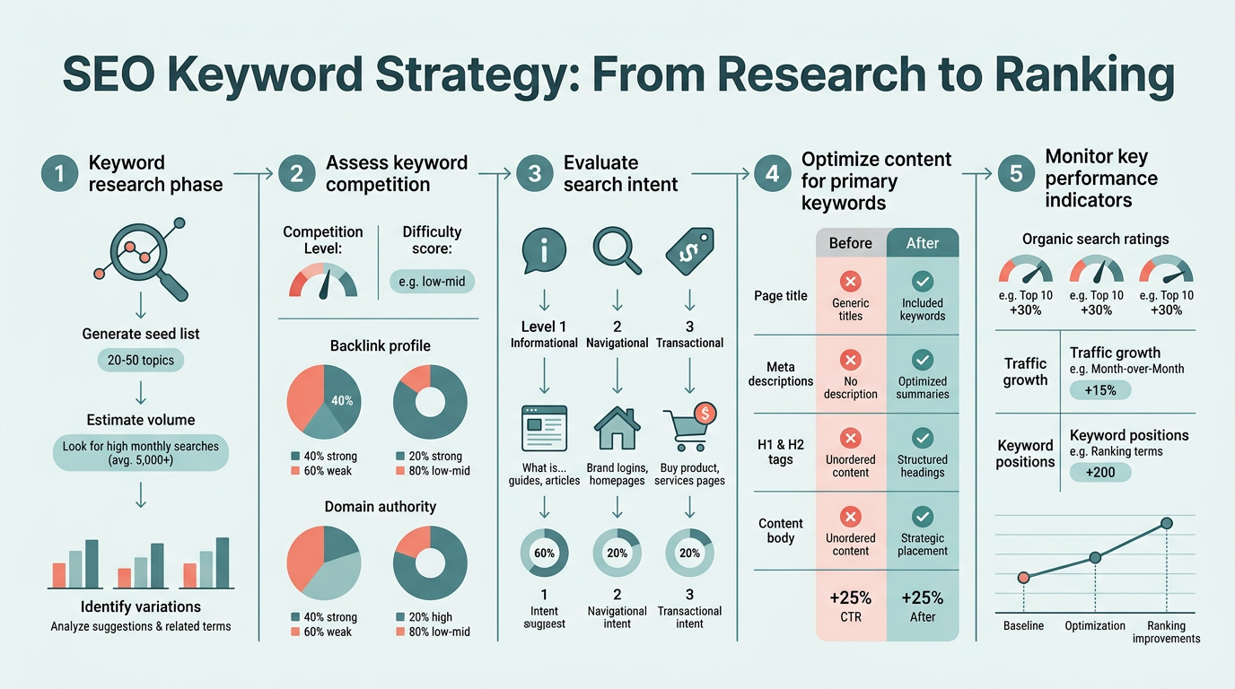 SEO Keyword Strategy: From Research to Ranking infographic