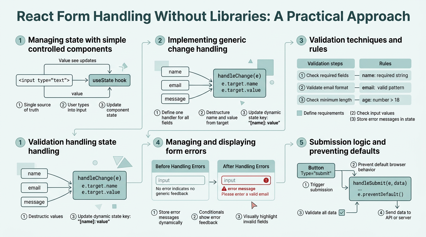 React Form Handling Without Libraries: A Practical Approach infographic