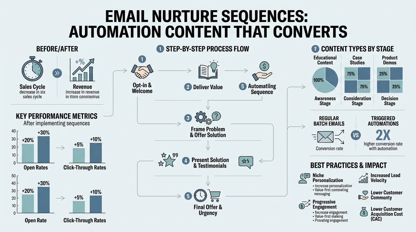 Email Nurture Sequences: Automation Content That Converts infographic