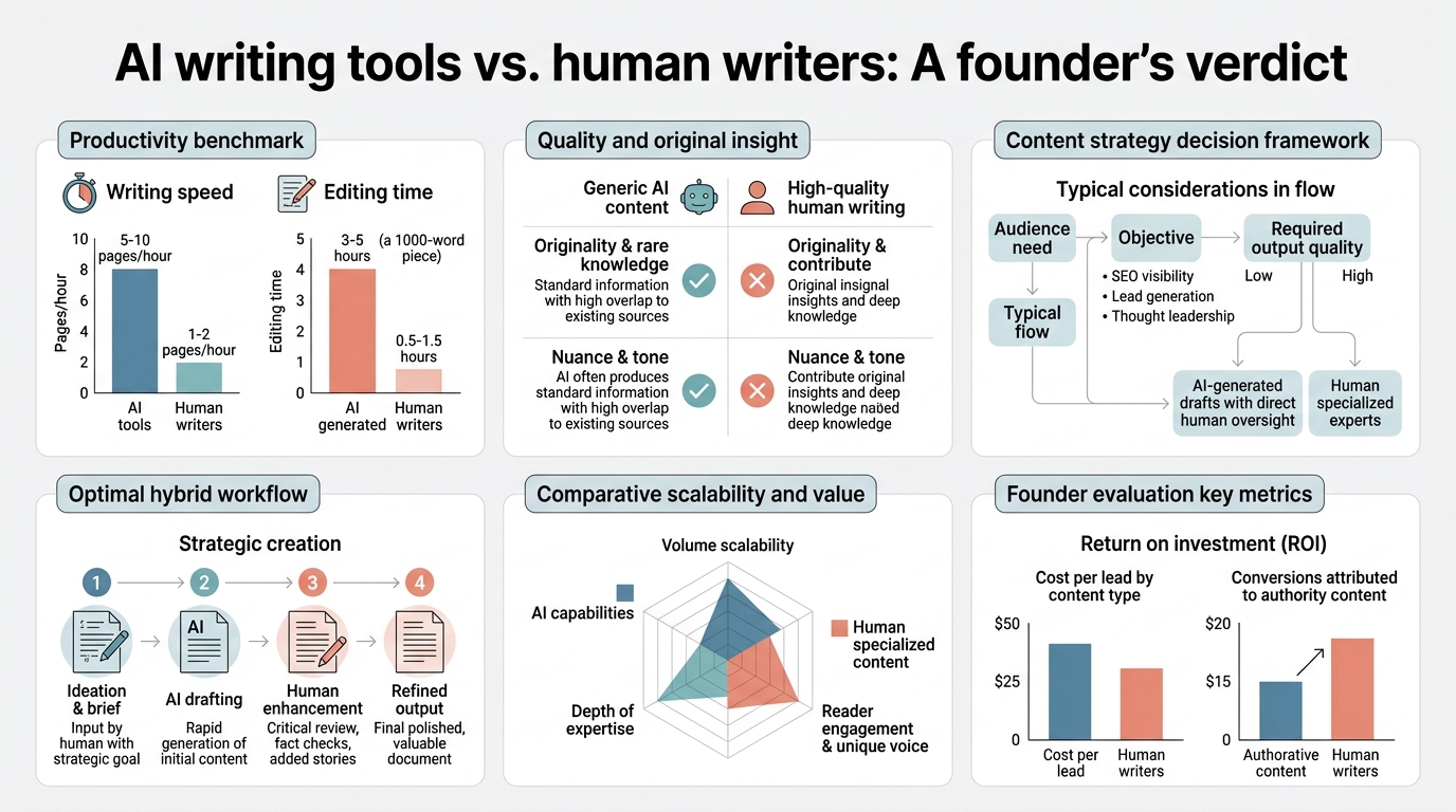 AI Writing Tools vs. Human Writers: A Founder's Verdict infographic