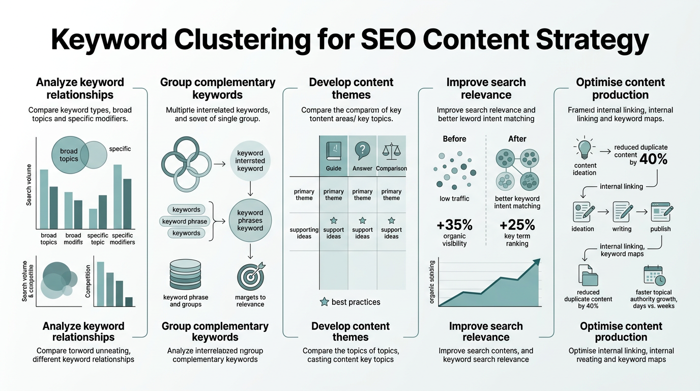 Keyword Clustering for SEO Content Strategy infographic